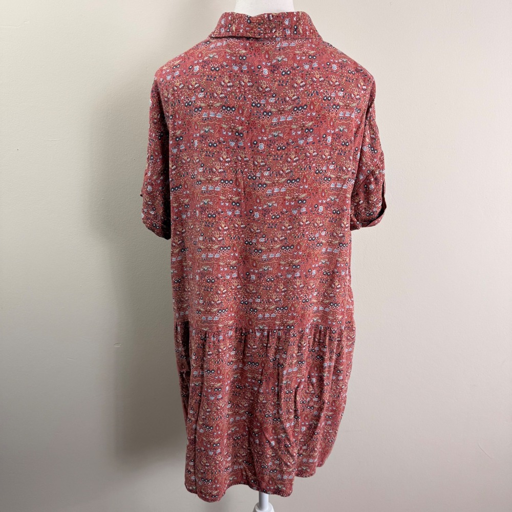 Natural Life Terracotta Floral Button Down Tiered Mini Dress Womens Size S/M - Picture 3 of 7